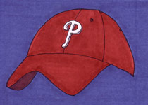 Phillies Hat (on blue) - 5x7 inches